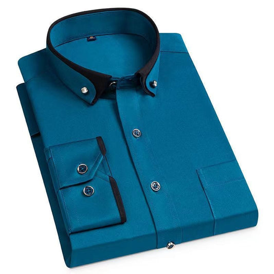 Casual Double Collar Shirt with Button Closure - LUCAS