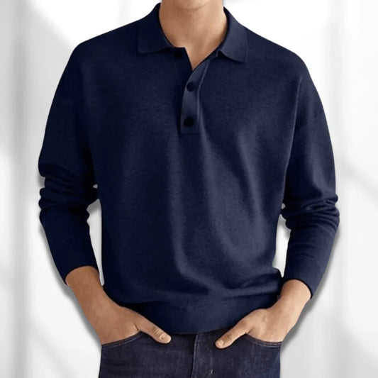 Casual Knitted Polo Shirt for Men | Long Sleeves