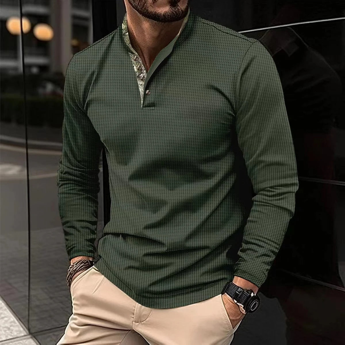 Long Sleeve Polo with Collar for Men - HUGO