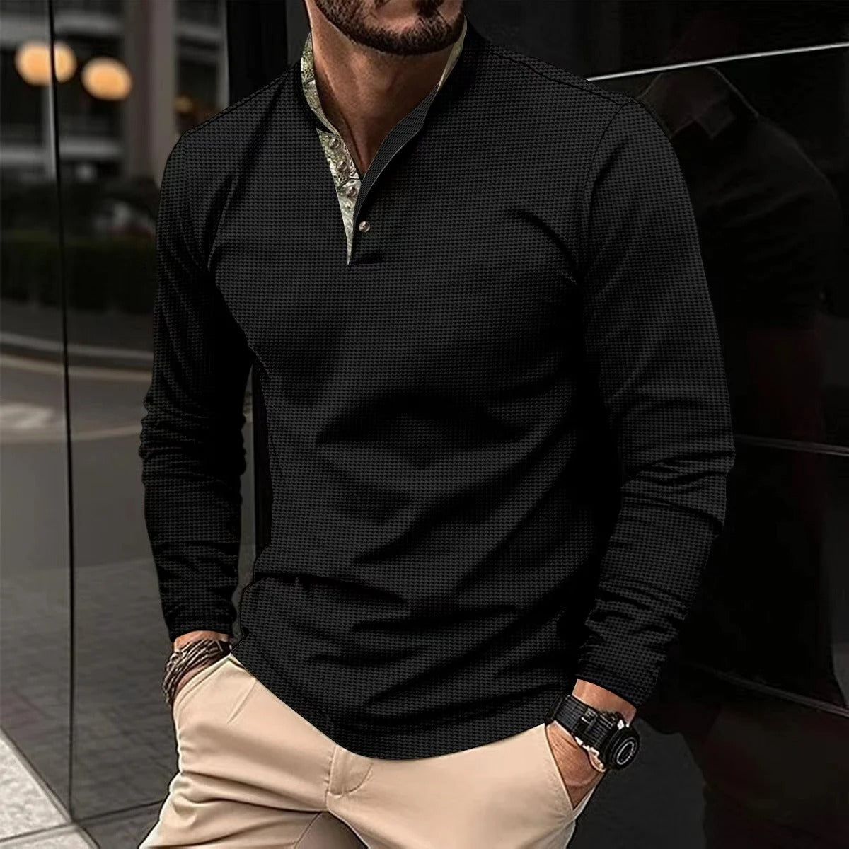 Long Sleeve Polo with Collar for Men - HUGO