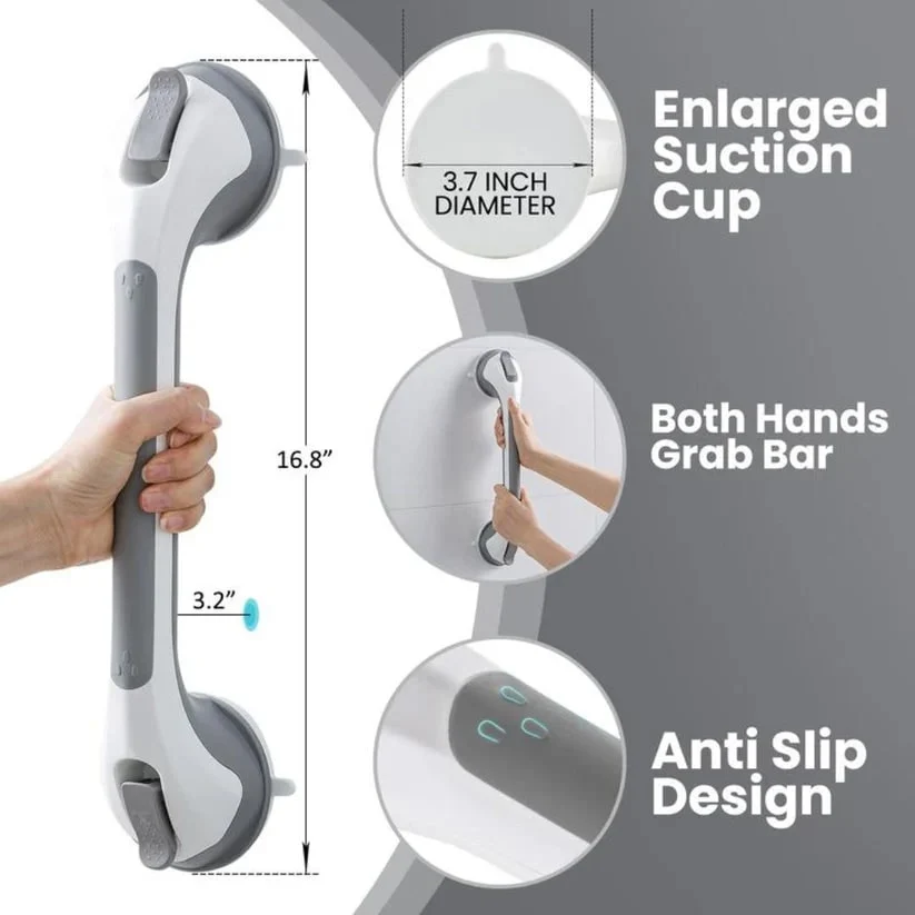 Shower Grab Bar Bathroom Safety Suction Cup Handle Easy Install - Image 5